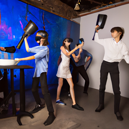 1. קבוצת בני נוער נהנית ממשחק מציאות מדומה בבר מצווה